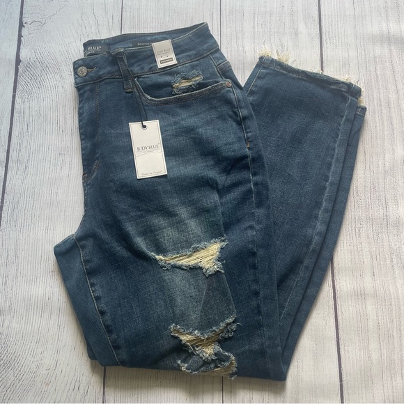 Judy Blue Denim - Judy Blue Dark Wash High Rise Distressed Jeans